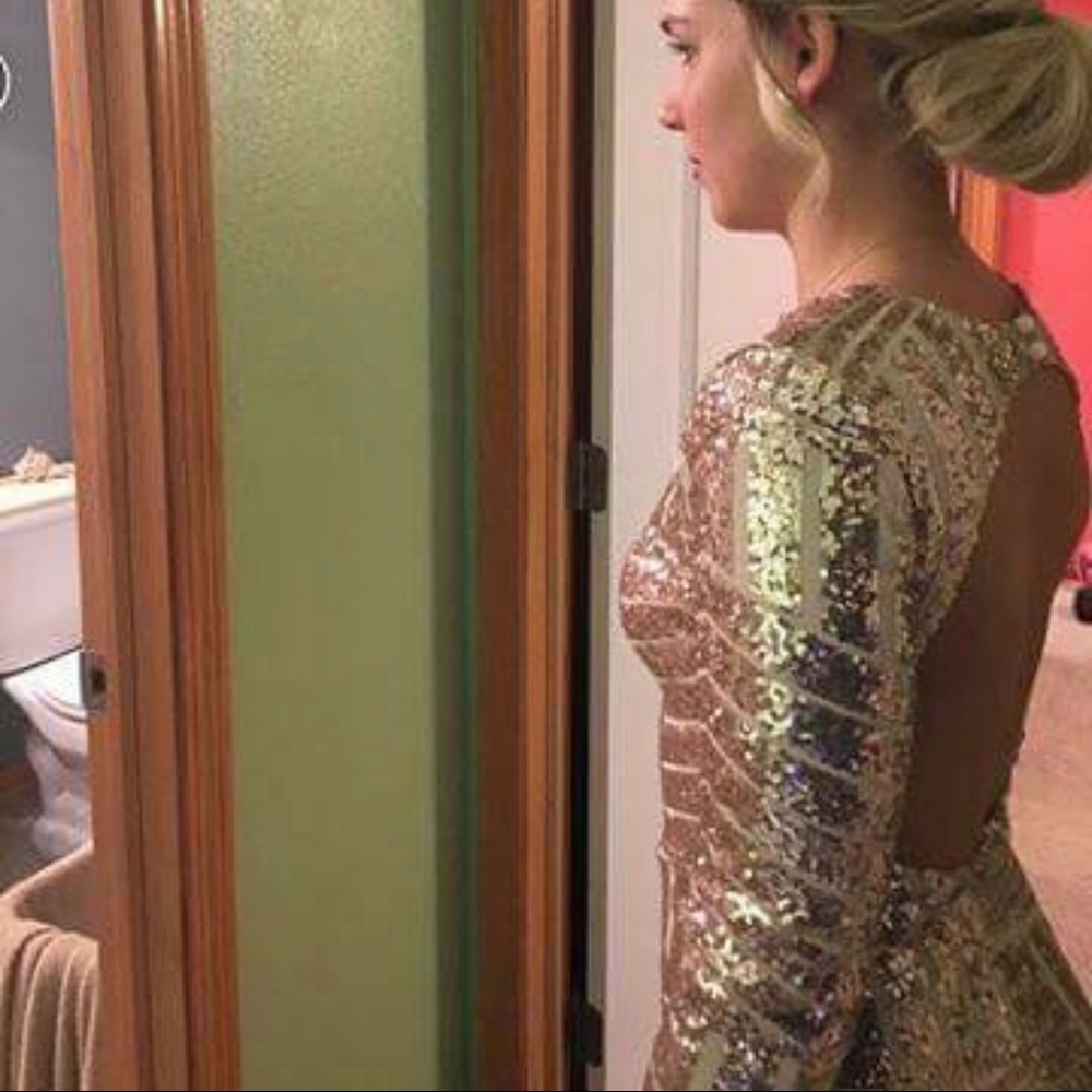 Gold Hi-Low Formal Dress